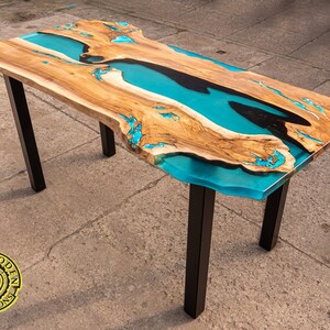 Live Rand Epoxidharz Fluss Esstisch mit LED-Beleuchtung und | Etsy