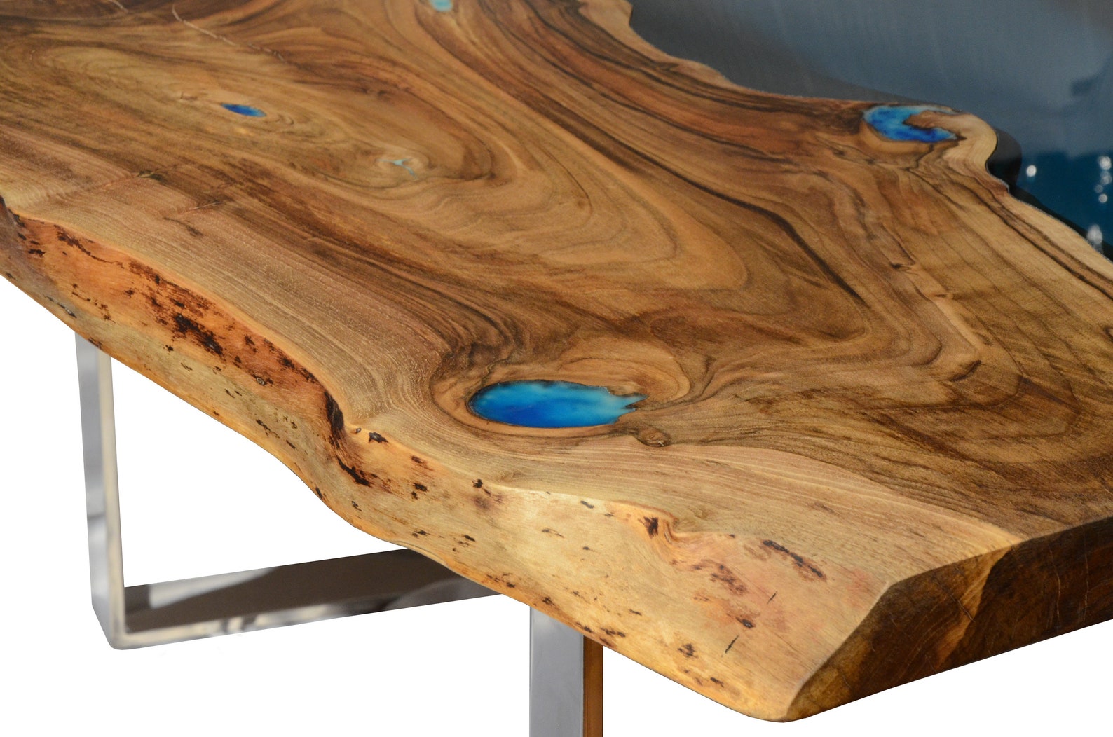 Live Edge River Coffee Table With Glowing Resin Fillin and Etsy