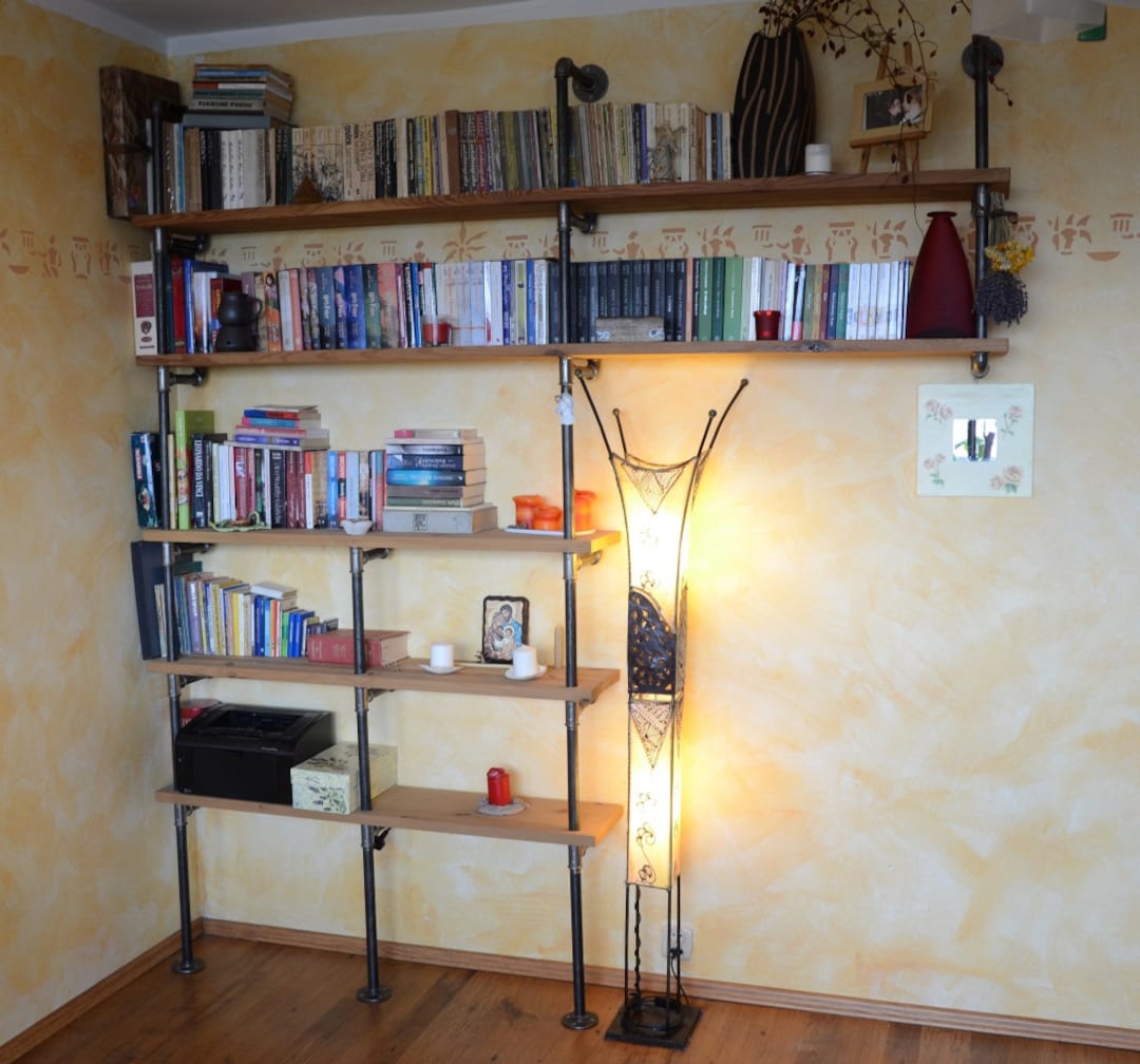 Industrial Living Room Pipe Shelf Modern Pipe Shelving Unit Etsy