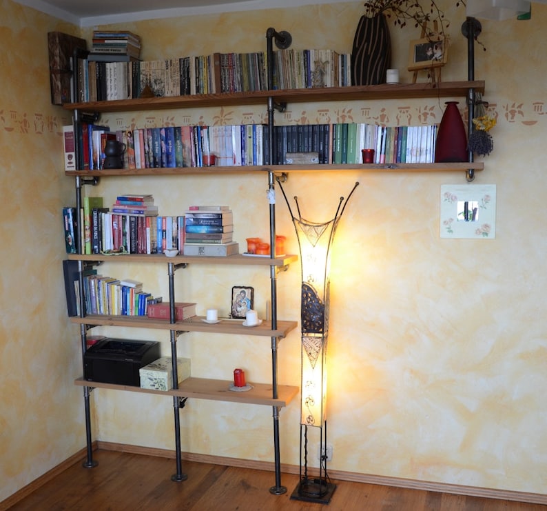 Industrial Living Room Pipe Shelf Modern Pipe Shelving Unit Gas Pipe