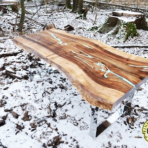 Live edge coffee table „Blue winter” made to order