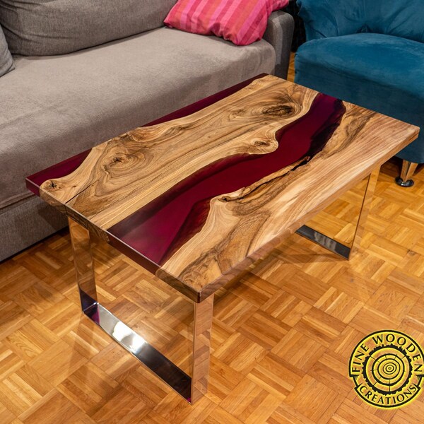 Deep purple resin coffee table