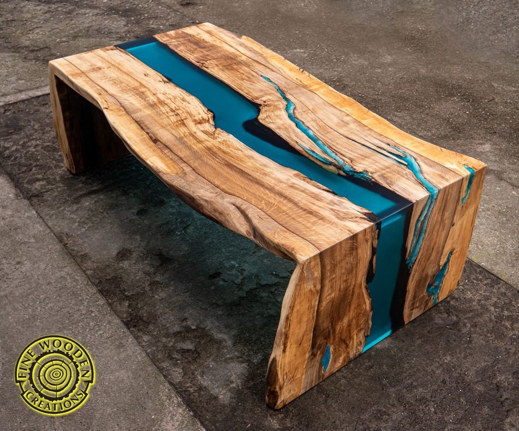 Solid Hardwood and Epoxy Coffee Table