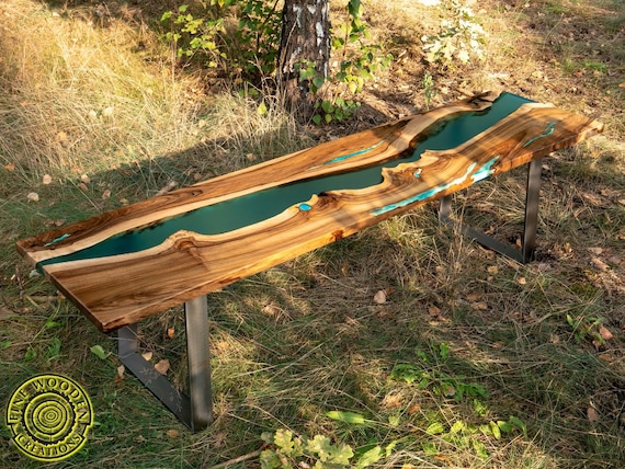 Epoxy resin wood bench sale