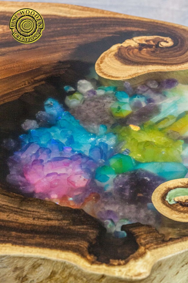 Amethyst Crystals Coffee Table Made of Exotic Suar Wood Etsy