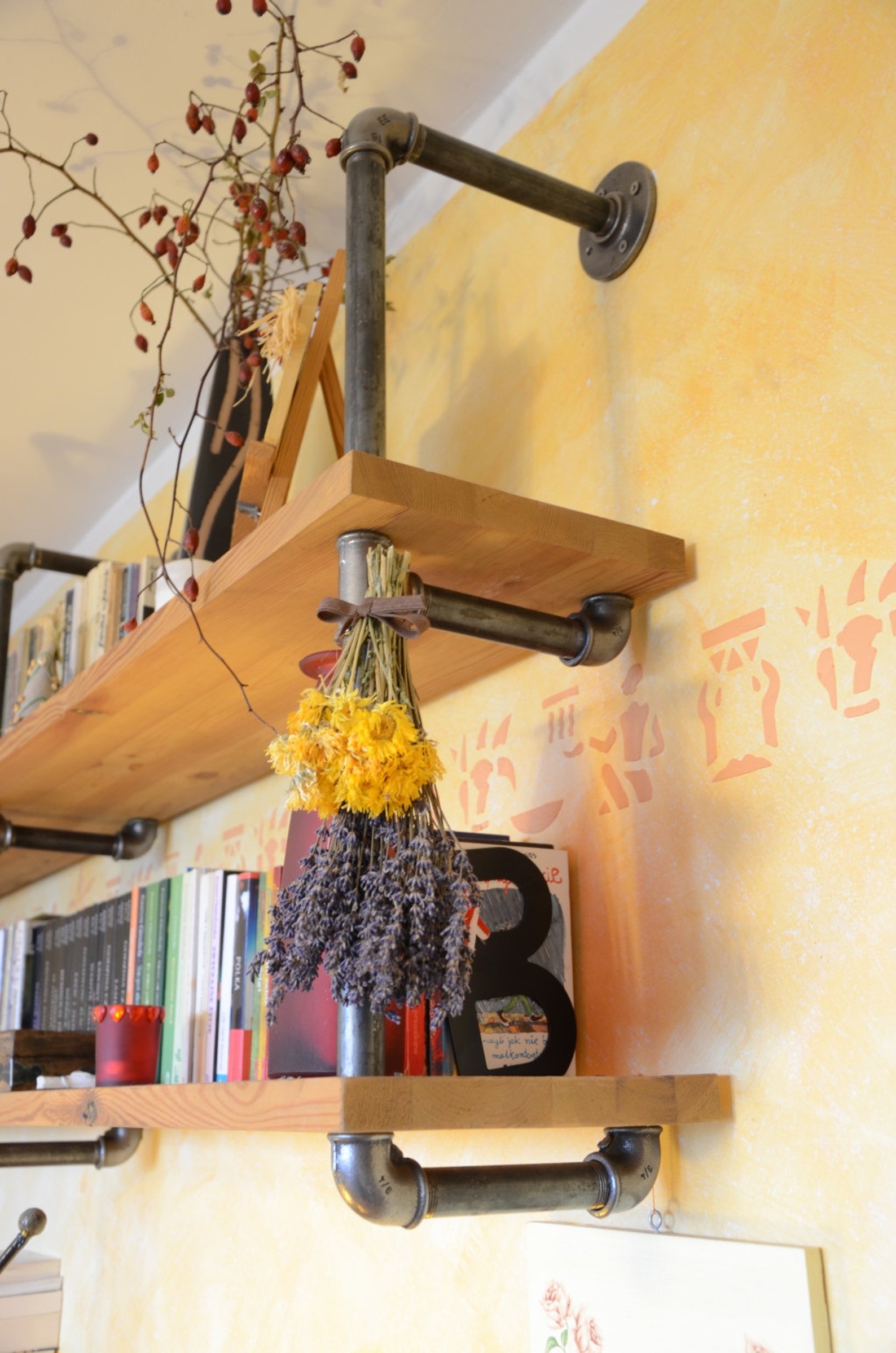 Industrial Living Room Pipe Shelf Modern Pipe Shelving Unit Etsy