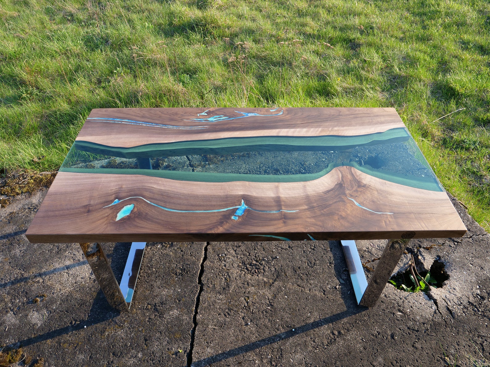 Live Edge River Coffee Table With Glowing Resin Fill in and Etsy