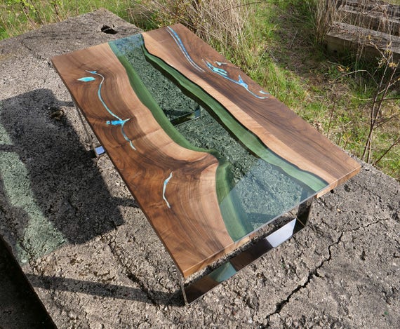 Live edge river coffee table deals