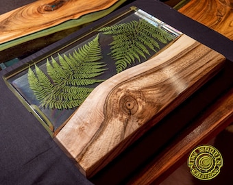 Handmade wood Fern Leaf serving board / cheese board, housewarming Gift, charcuterie, Wedding Gift / wooden epoxy resin
