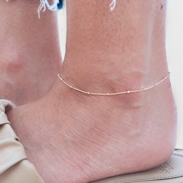 Satellite Anklet • Delicate Anklet Chain • Gold Beaded Anklet • Simple Anklet • Anklets For Women • Anklet Bracelet