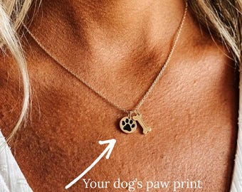 Custom Paw Print Necklace: Paw Print Jewelry, Custom Paw Print, Pet Memorial Necklace, Pet Name Necklace
