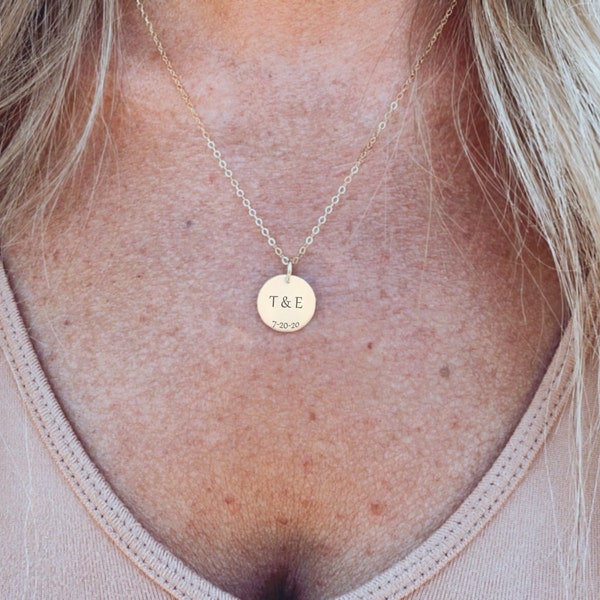Personalized Anniversary Date Necklace • Anniversary Necklace • Couple's Initial Necklace • Date Necklace • Initial Necklace