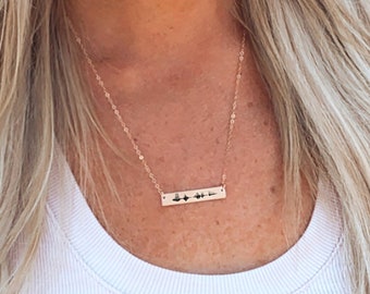 Sound Wave Necklace • Your Custom Message On A Bar Necklace • Personalized Soundwave On Silver, Gold and Rose Gold