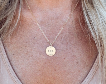 Personalized Anniversary Date Necklace • Anniversary Necklace • Couple's Initial Necklace • Date Necklace • Initial Necklace