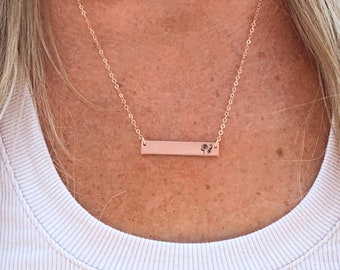 Custom Birth Flower Necklace For Mom • Birth Month Flower Bar Necklace • Birth Flower Bar Necklace • Personalized Gift For Mom