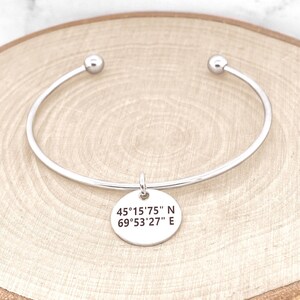 Coordinates Bangle Personalized Coordinates Bracelet Location Bracelet Gift For Her Custom Coordinate Bracelet image 2