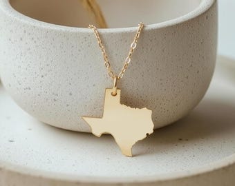 Gold Texas Necklace: A Dainty Women's Texas Pendant
