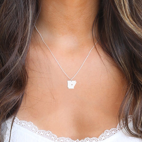 Arkansas Necklace • Arkansas State Charm Necklace • Arkansas Shaped Necklace