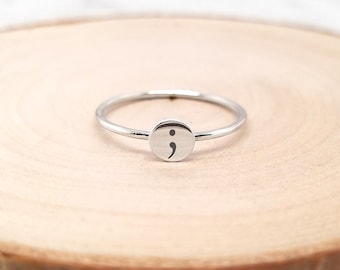 Semicolon Ring • Dainty Semicolon Ring • Silver Semicolon Ring