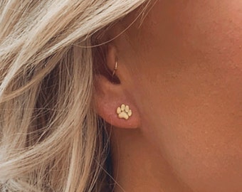 Hypoallergenic Perfect Gift for Kids 925 Sterling Silver Cute Double Dog Paw Stud Earrings Pet Paw Print Jewelry