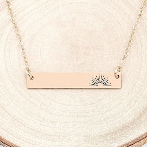 Sunrise Bar Necklace, Dainty Sunrise Necklace, Sunrise Necklace, Sun Necklace