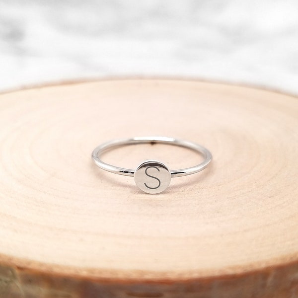 Initial Ring • Personalized Letter Ring • Dainty Ring • Sterling Silver Stacking Ring • Custom Monogram Ring