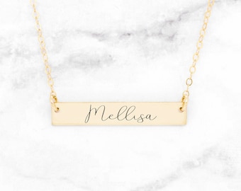 Naam bar ketting goud • gouden naam bar ketting • gepersonaliseerde bar ketting