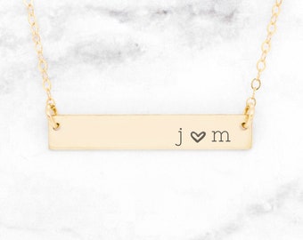 Custom Bar Necklace • Name Bar Necklace • Personalized Bar Necklace • Couples Necklace • anniversary necklace