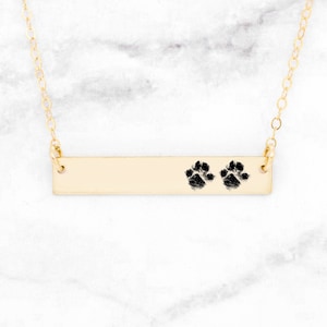 Custom Paw Print Bar Necklace • Your Actual Pet Paw Print Necklace • Pet Necklace • Pet Lover Gift • Dog Paw Bar Necklace