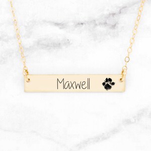 Paw Print Bar Necklace • Your Actual Pet Paw Print Necklace • Custom Pet Necklace • Pet Lover Gift • Dog Paw Necklace
