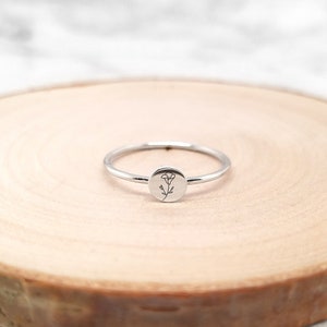 Geburtsblume Ring • Zierlicher Geburtsblumen Ring • SilberNe Geburtsblume Ring