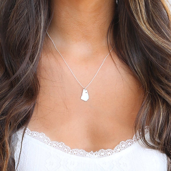 Georgia Necklace • Georgia State Charm Necklace • Georgia Shaped Necklace • I Love Georgia • Silver Gold Rose Gold Georgia Necklace