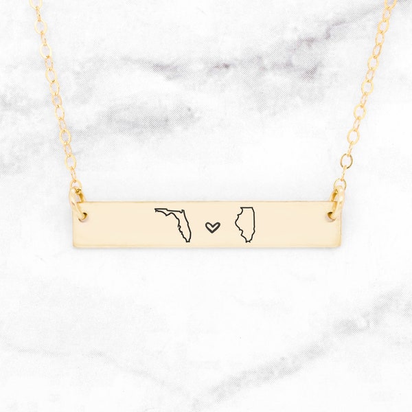 Friendship Necklace • State Necklace • Custom Two State Necklace