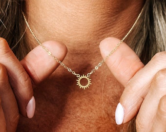 Sun Necklace • Sun Pendant Necklace • Dainty Sun Necklace • Gold Sun Necklace • Sterling Silver, Gold, or Rose Gold Necklace