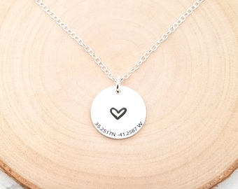 Latitude Longitude Necklace • Coordinates Necklace • Custom Coordinates Necklace • Personalized Location Necklace • Anniversary Gift