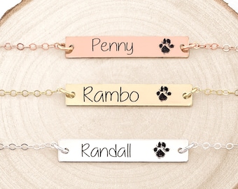 Paw Print Bar Bracelet • Custom Paw Print Bracelet • Your Actual Pet Paw Print Bracelet • Custom Pet Bracelet • Dog Paw Bracelet