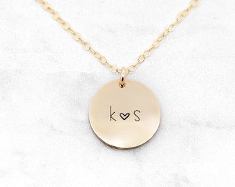 Custom Disc Necklace • Initial Disc Necklace • Personalized Disc Necklace • Couples Necklace • Anniversary necklace