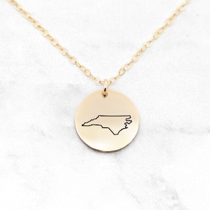 North Carolina Necklace • State Necklace • North Carolina State Necklace • Home State Necklace • Personalized State Necklace