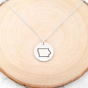 Iowa Necklace • State Necklace • Iowa State Necklace • Home State Necklace • Personalized State Necklace