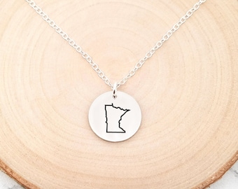 Minnesota Necklace • State Necklace • Minnesota State Necklace • Home State Necklace • Personalized State Necklace