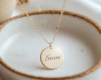 Custom Name Necklace Gold: A Personalized Dainty Disc Necklace
