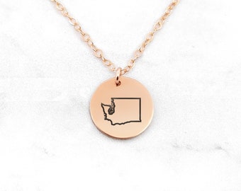 Washington Necklace • State Necklace • Washington State Necklace • Home State Necklace • Personalized State Necklace