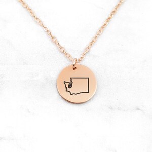 Washington Ketting • Staat ketting • Washington State Ketting • Home State Ketting • Gepersonaliseerde staat ketting