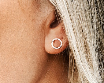 Twisted Open Circle Earrings • Minimalist Earrings • Open Circle Earrings • Dainty Earrings • Gold Stud Earrings • Stud Earrings
