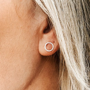 Twisted Open Circle Earrings Minimalist Earrings Open Circle Earrings Dainty Earrings Gold Stud Earrings Stud Earrings image 1