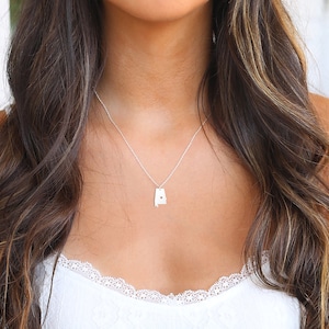 Alabama Necklace • Alabama State Charm Necklace • Alabama Shaped Necklace • I Love Alabama • Silver Gold Rose Gold
