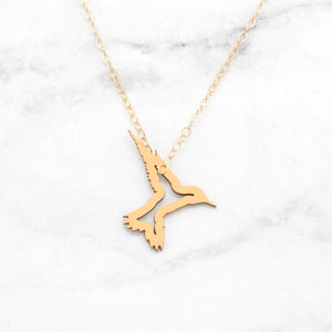 Gold Hummingbird Necklace • Hummingbird Jewelry • Hummingbird Pendant