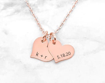 Personalized Heart Necklace, Heart Necklace, Personalized Date Necklace, Gold Heart Necklace, Anniversary Necklace, Mother's Day Gift