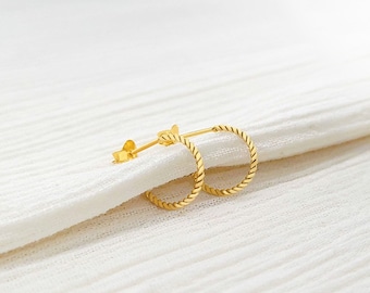 14kt Gold Filled Tiny Twisted Hoop Earrings • Dainty Twisted Hoop Earrings • 14kt Gold Filled Hoop Earrings • Gold Twisted Hoop Earrings