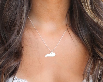 Kentucky Necklace • Kentucky State Charm Necklace • Kentucky Shaped Necklace